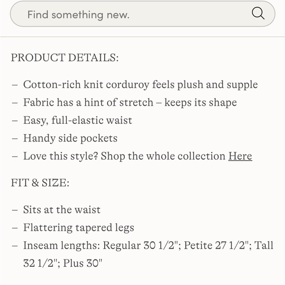 Lands' End Plus Size 1X  Women's Corduroy Knit Pants - Picture 7 of 7